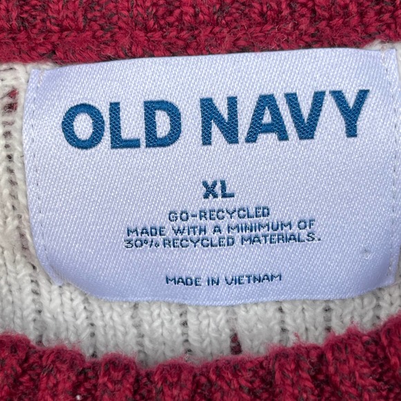 Old Navy Sweater Mens Extra Large XL Red Christmas Poinsetta Long Sleeve Knit - Picture 3 of 9